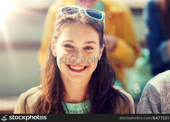 people and portrait concept - happy teenage girl face. happy teenage girl face. happy teenage girl face