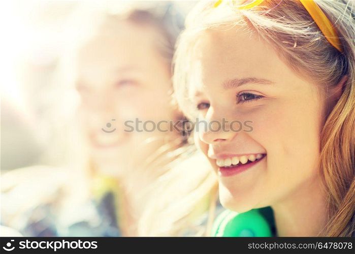 people and portrait concept - happy teenage girl face. happy teenage girl face. happy teenage girl face