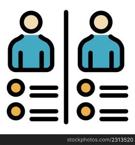 People comparison icon. Outline people comparison vector icon color flat isolated. People comparison icon color outline vector