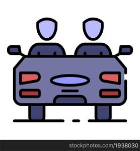 People driving car icon. Outline people driving car vector icon color flat isolated. People driving car icon color outline vector