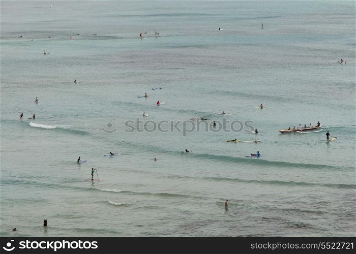 People enjoying the beach, Waikiki, Honolulu, Oahu, Hawaii, USA