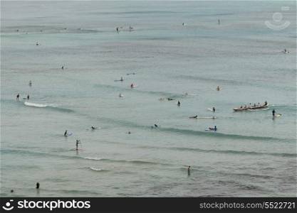 People enjoying the beach, Waikiki, Honolulu, Oahu, Hawaii, USA