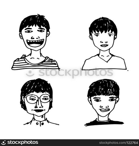 People face icon hand draw