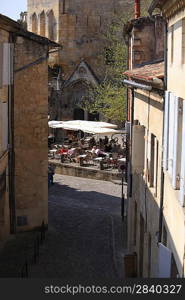 People gathered in the town square