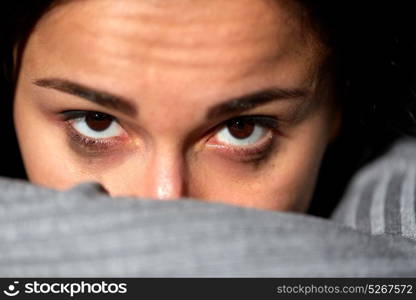 people, grief and domestic violence concept - close up of unhappy crying woman face. close up of unhappy crying woman face