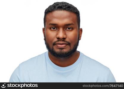 people, grooming and beauty concept - portrait of young african american man over white background. portrait of young african american man