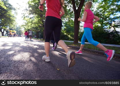 people group jogging, runners team on morning training