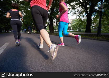 people group jogging, runners team on morning training