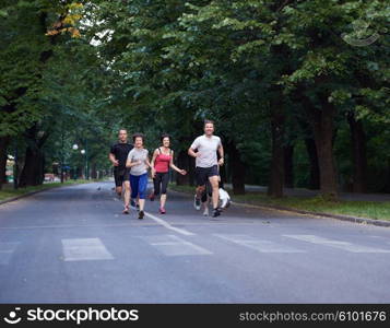 people group jogging, runners team on morning training