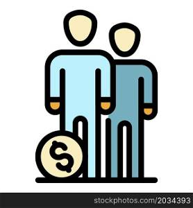 People group money budget icon. Outline people group money budget vector icon color flat isolated. People group money budget icon color outline vector