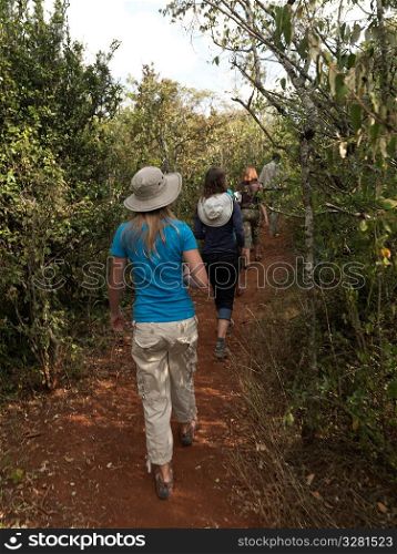 People hiking in Kenya Africa