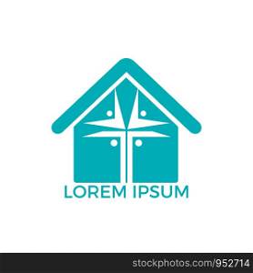 People home church logo design. Template logo for churches and Christian organizations cross