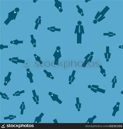 People Icon Seamless Pattern Isolated on Blue Background. Symbol of Persons.. People Icon Seamless Pattern