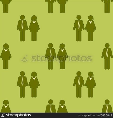 People Icon Seamless Pattern Isolated on Green Background. Symbol of Persons.. People Icon Seamless Pattern