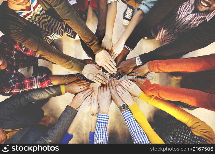 People Lying Down Multiethnic Group Unity Friendship Concept