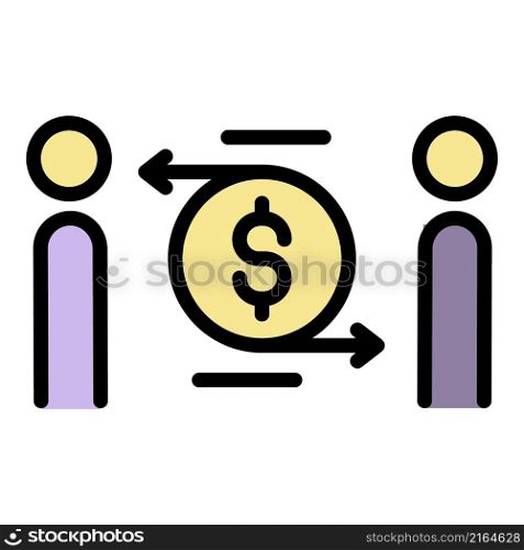 People money transfer icon. Outline people money transfer vector icon color flat isolated. People money transfer icon color outline vector