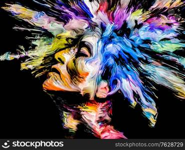 People of Color series. Multicolor abstract portrait of young woman on subject of creativity, imagination and art.