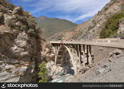 People on the bridge with bungee equipment in California, USA&#xA;&#xA;