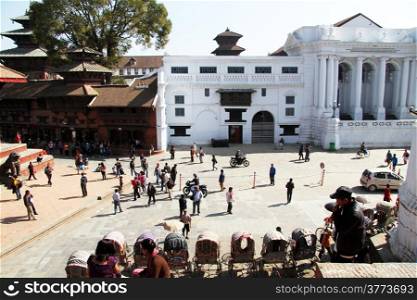People on the Durbar square in Khatmandu, Nepal