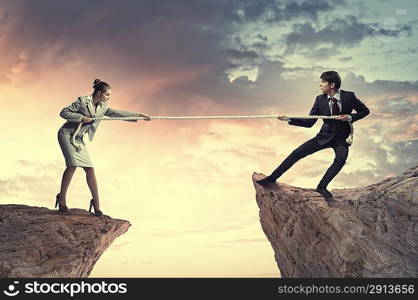 People pull the rope.