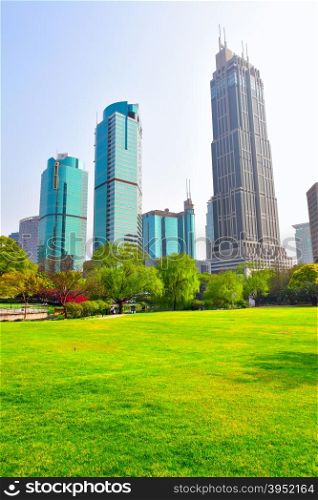 People&rsquo;s Square park in the center of Shanghai, China