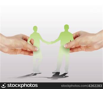 People standing together as symbol of successful partnership
