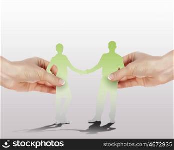 People standing together as symbol of successful partnership