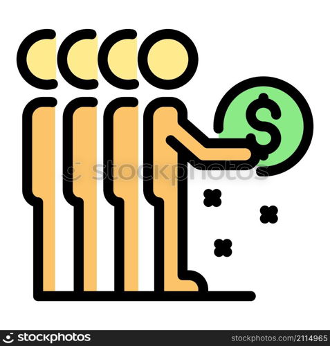 People take credit money icon. Outline people take credit money vector icon color flat isolated. People take credit money icon color outline vector