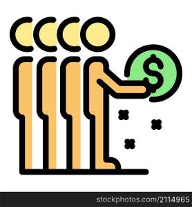 People take credit money icon. Outline people take credit money vector icon color flat isolated. People take credit money icon color outline vector