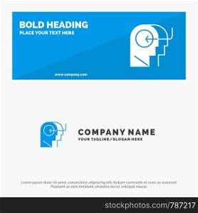 People, Teaching, Head, Mind SOlid Icon Website Banner and Business Logo Template