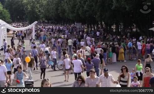 People walking at Park Kultury at the Children&acute;s day.