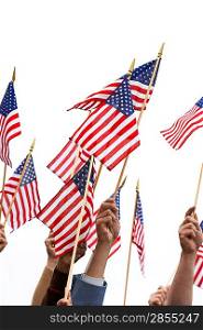People Waving American Flags