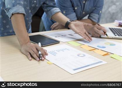 people with laptop computer, document, pen, digital tablet for use as working concept