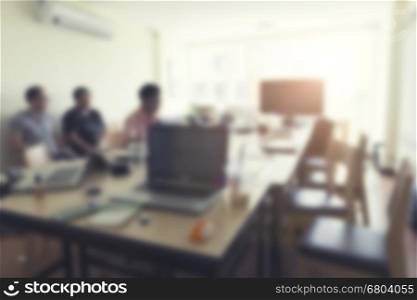 people with laptop computer notebook in meeting conference room for background, blur and vintage tone