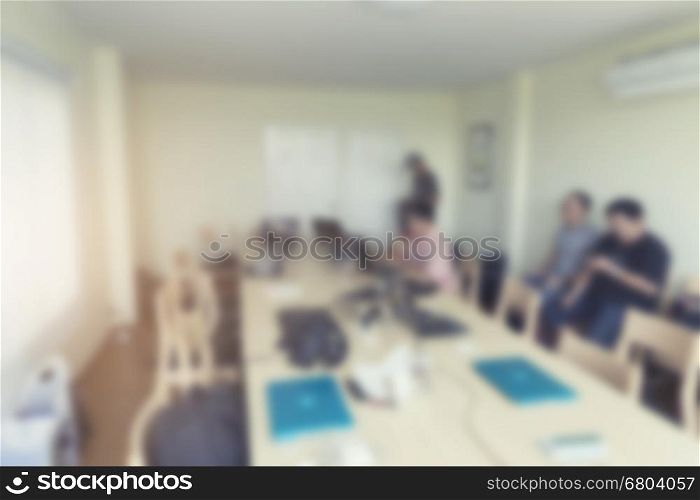 people with laptop computer notebook in meeting conference room for background, blur and vintage tone