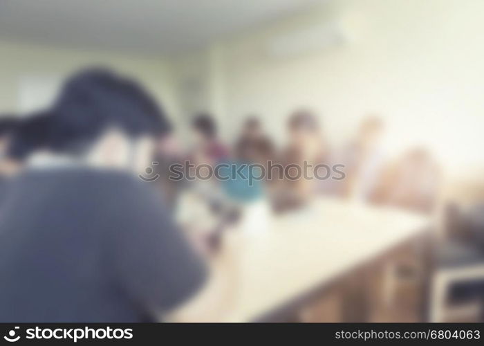 people with laptop computer notebook in meeting conference room for background, blur and vintage tone