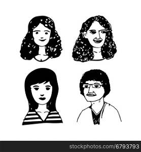 People woman face cartoon icon Illustration design