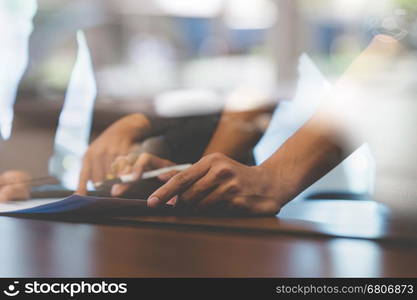 people working with document - meeting in office workplace concept