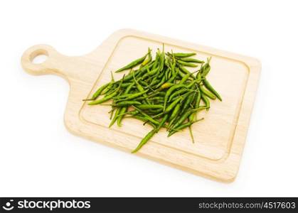 Pepper and cutting board isolated on the white