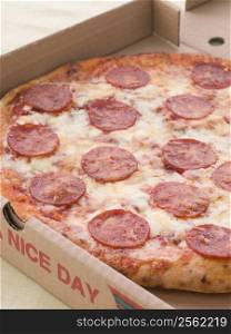 Pepperoni Pizza In A Take Away Box
