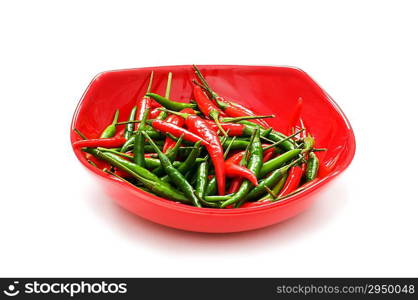 Peppers in plate isolated on the white