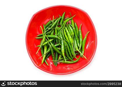 Peppers in plate isolated on the white
