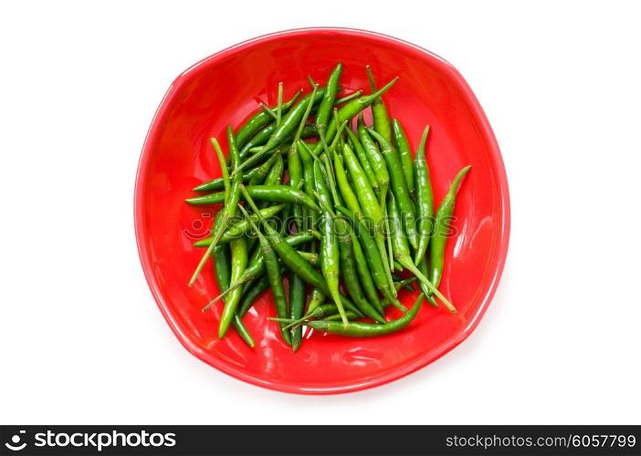 Peppers in plate isolated on the white
