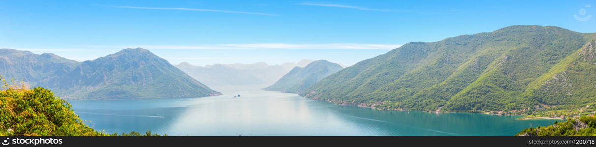 Perast in Boka Kotorska of Montenegro, view from above. Boka Kotorska from above