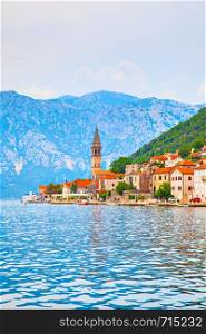 Perast - old town on the Bay of Kotor in Montenegro. Landscape