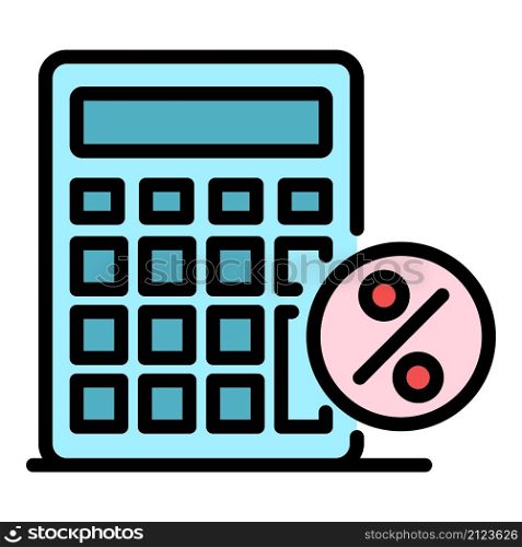 Percent calculator icon. Outline percent calculator vector icon color flat isolated. Percent calculator icon color outline vector