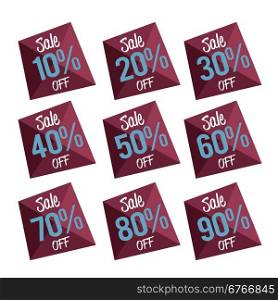 Percent OFF Discount Label Tag - Low poly style graphic illustration