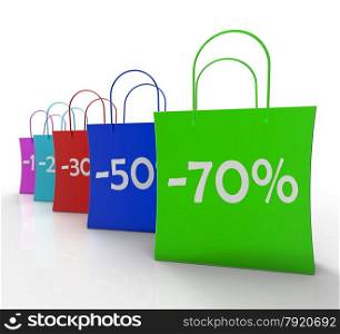 Percent Off On Shopping Bags Shows Bargains And Promotions