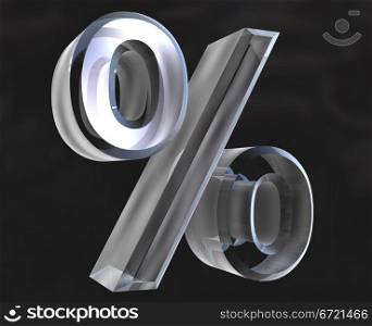 percent symbol in transparent glass (3d made)