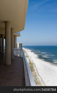 Perdido Key Beach, Florida viewed from the balcony of a luxury condominium.